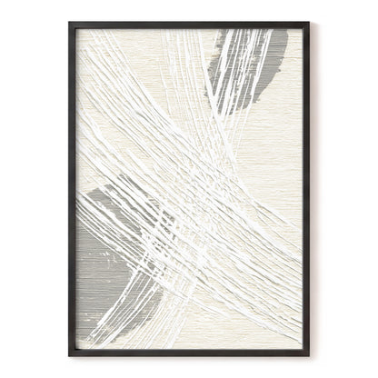 Ivory Gray Linear Palm Leaf Abstract Wall Art