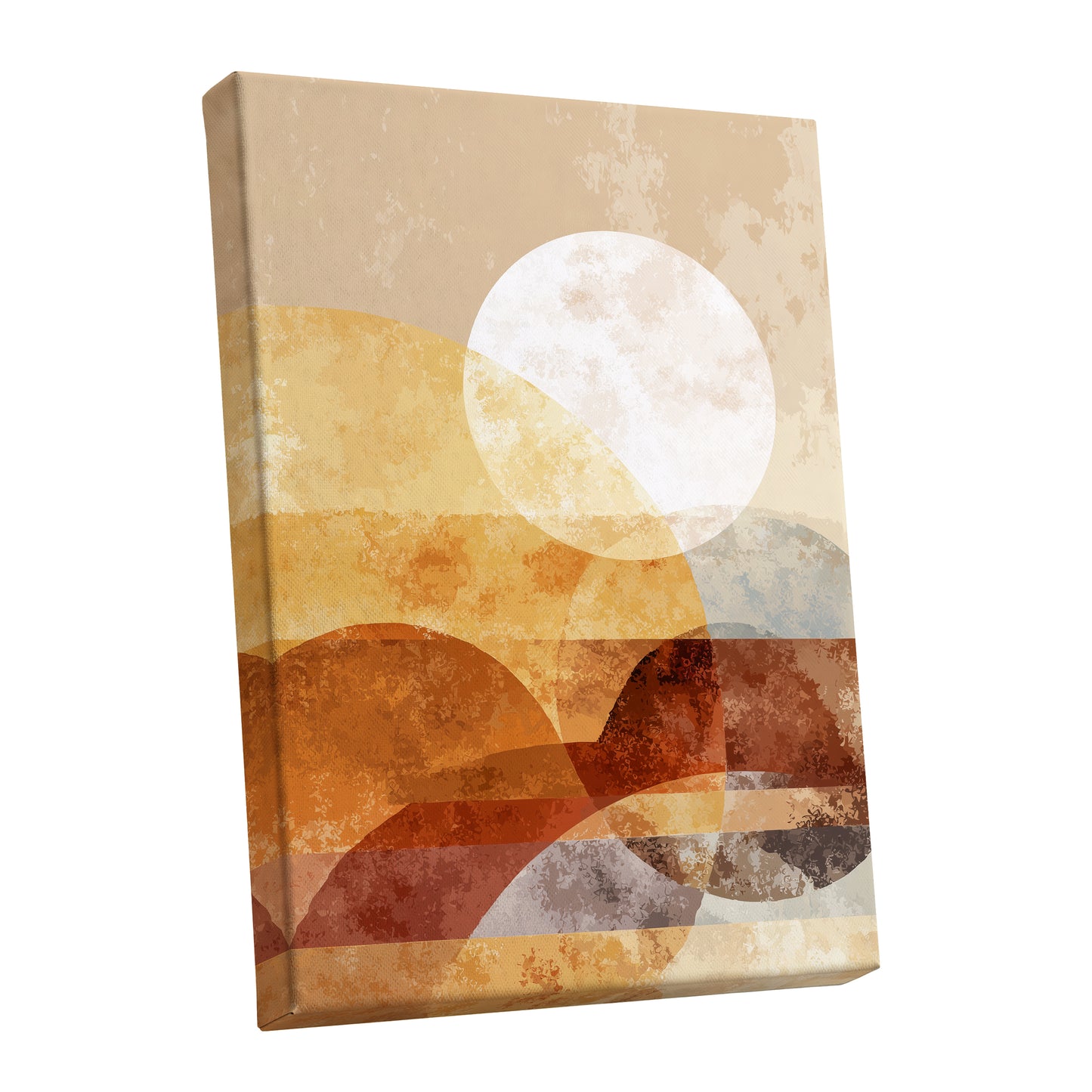 Golden Ochre Geometric Sunset Abstract Wall Art