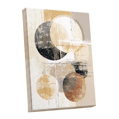 Black Gold Taupe Geometric Circle Abstract Art