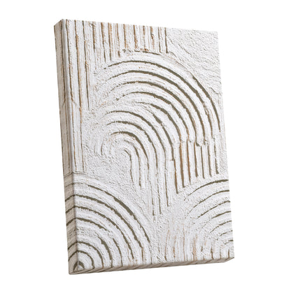 Ivory Beige Textured Rainbow Arch Abstract Art