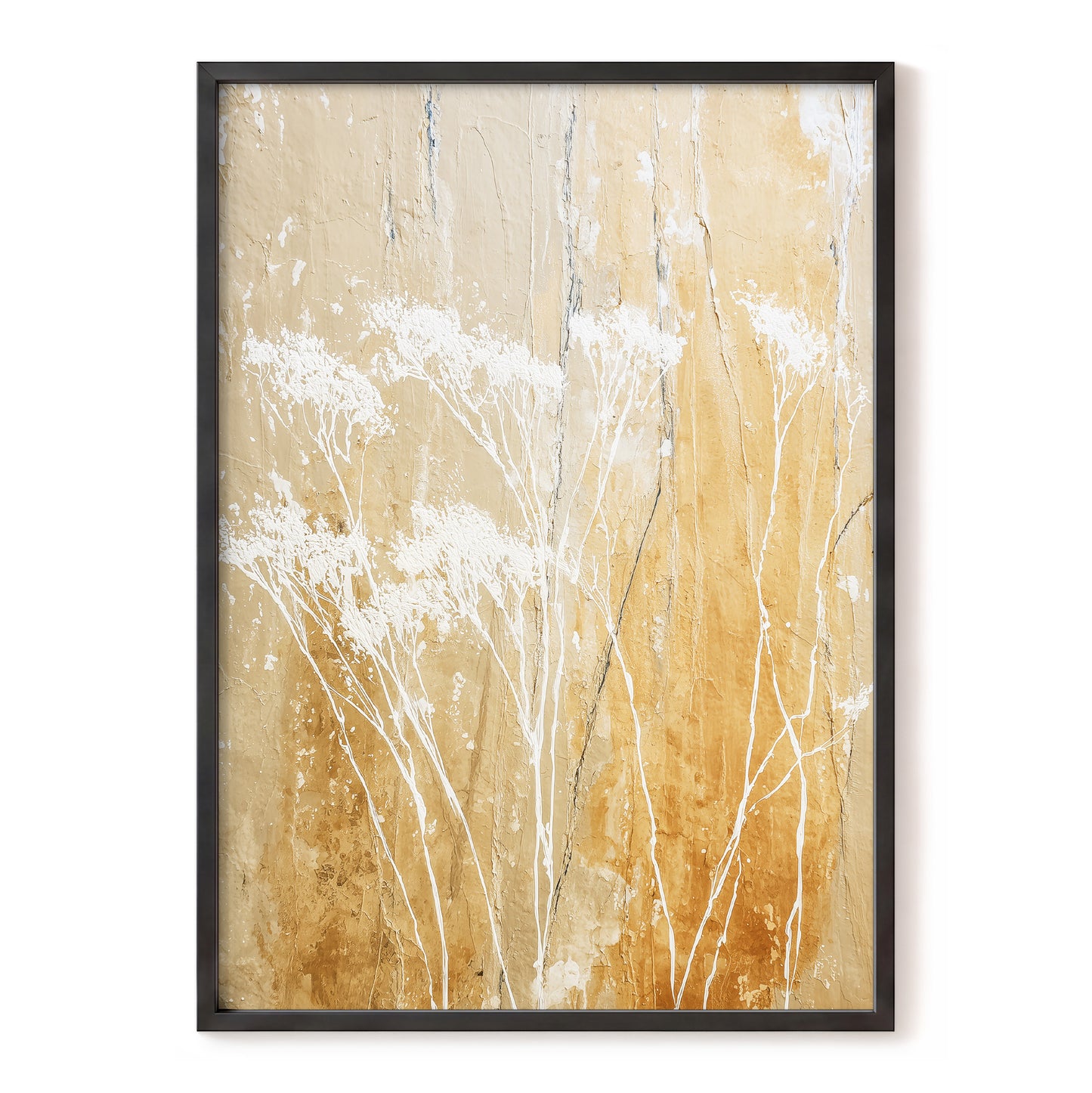 Warm Ochre Botanical Abstract Wall Art