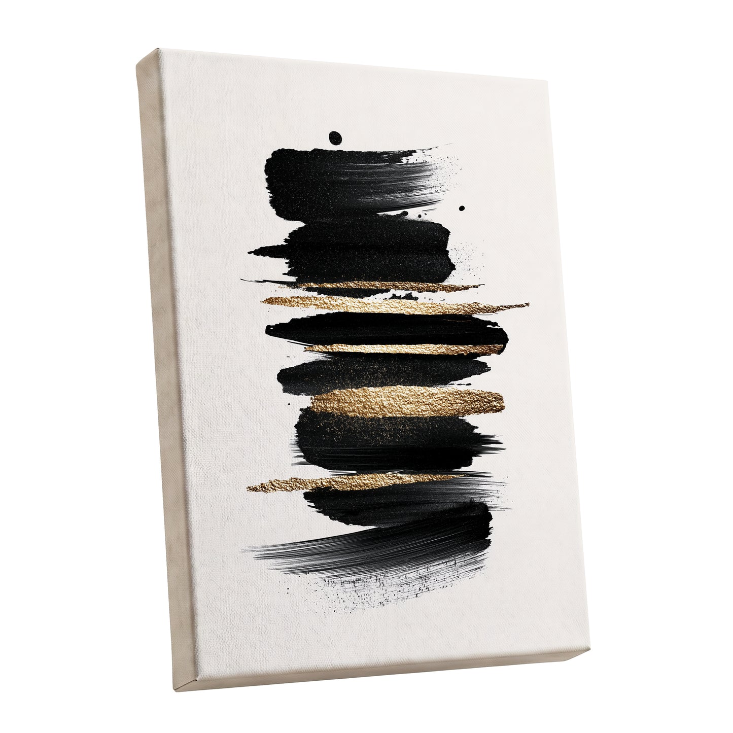 Black and Gold Abstract Brushstroke Wall Art