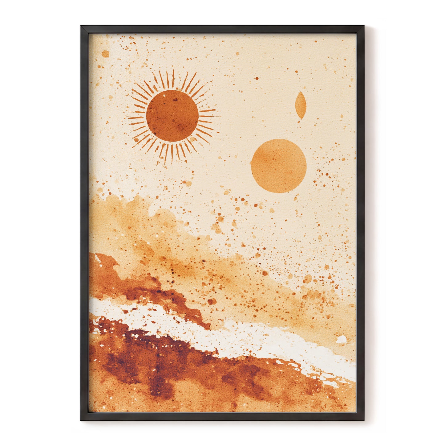 Burnt Orange Boho Sun Abstract Landscape Art