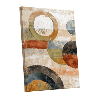 Rust Olive Blue Geometric Circle Abstract Art