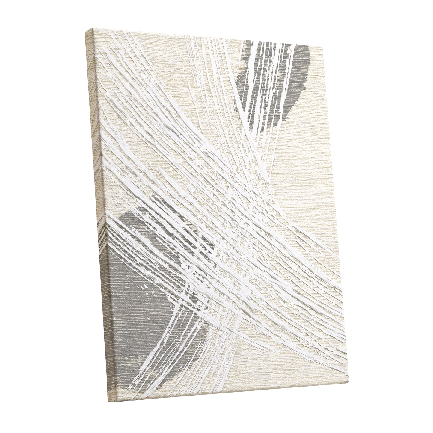 Ivory Gray Linear Palm Leaf Abstract Wall Art