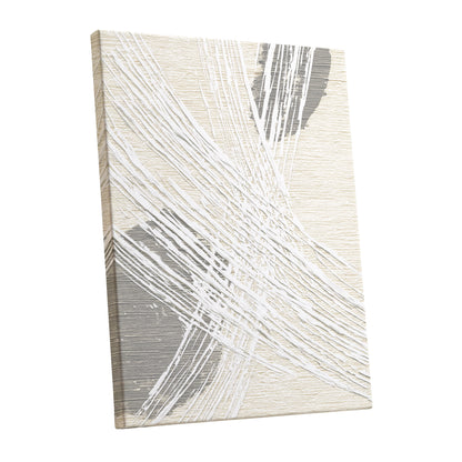 Ivory Gray Linear Palm Leaf Abstract Wall Art