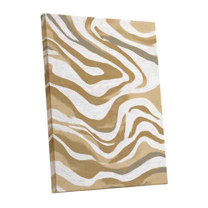Golden Ochre White Abstract Wavy Line Art