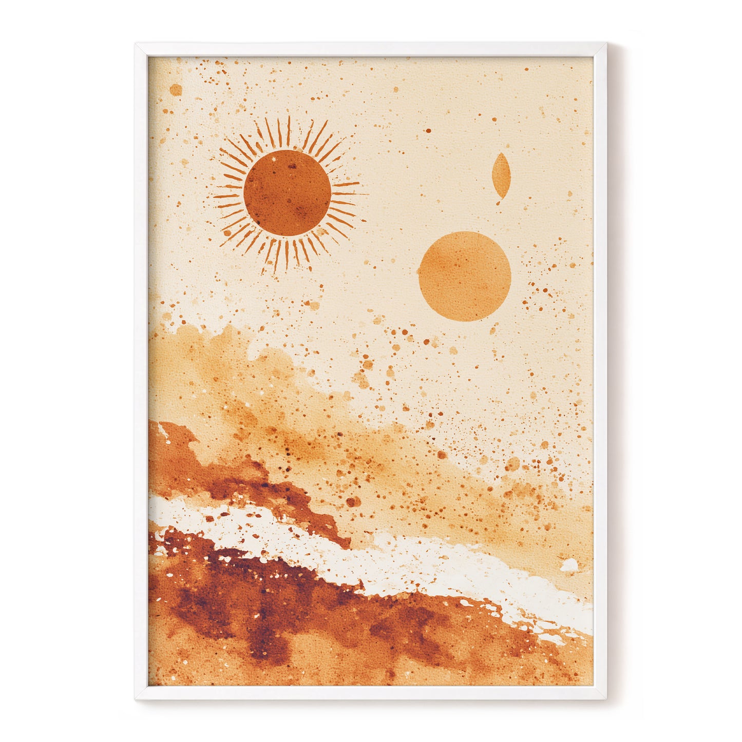 Burnt Orange Boho Sun Abstract Landscape Art