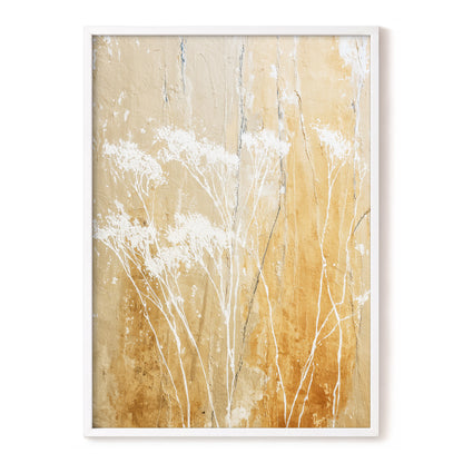 Warm Ochre Botanical Abstract Wall Art