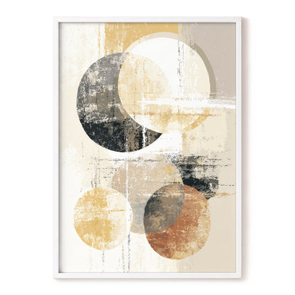 Black Gold Taupe Geometric Circle Abstract Art