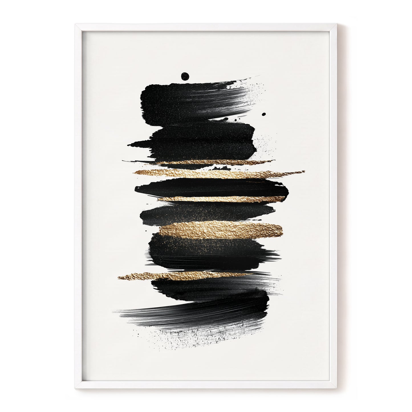 Black and Gold Abstract Brushstroke Wall Art