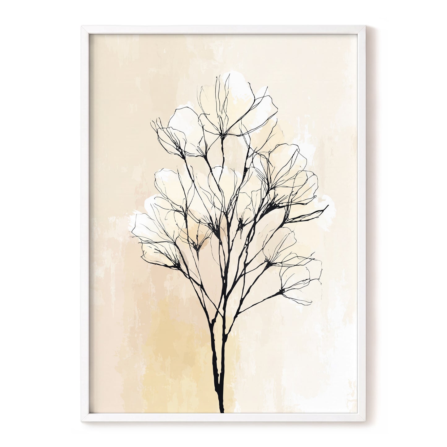 Neutral Cream Botanical Line Art Wall Art