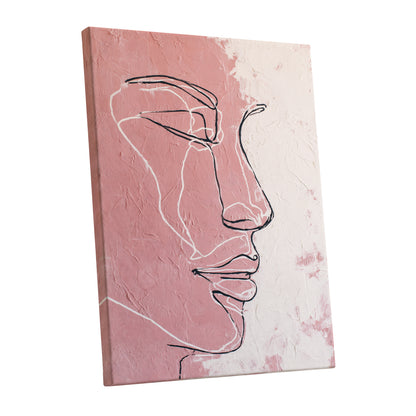 Blush Pink Abstract Woman Face Line Art