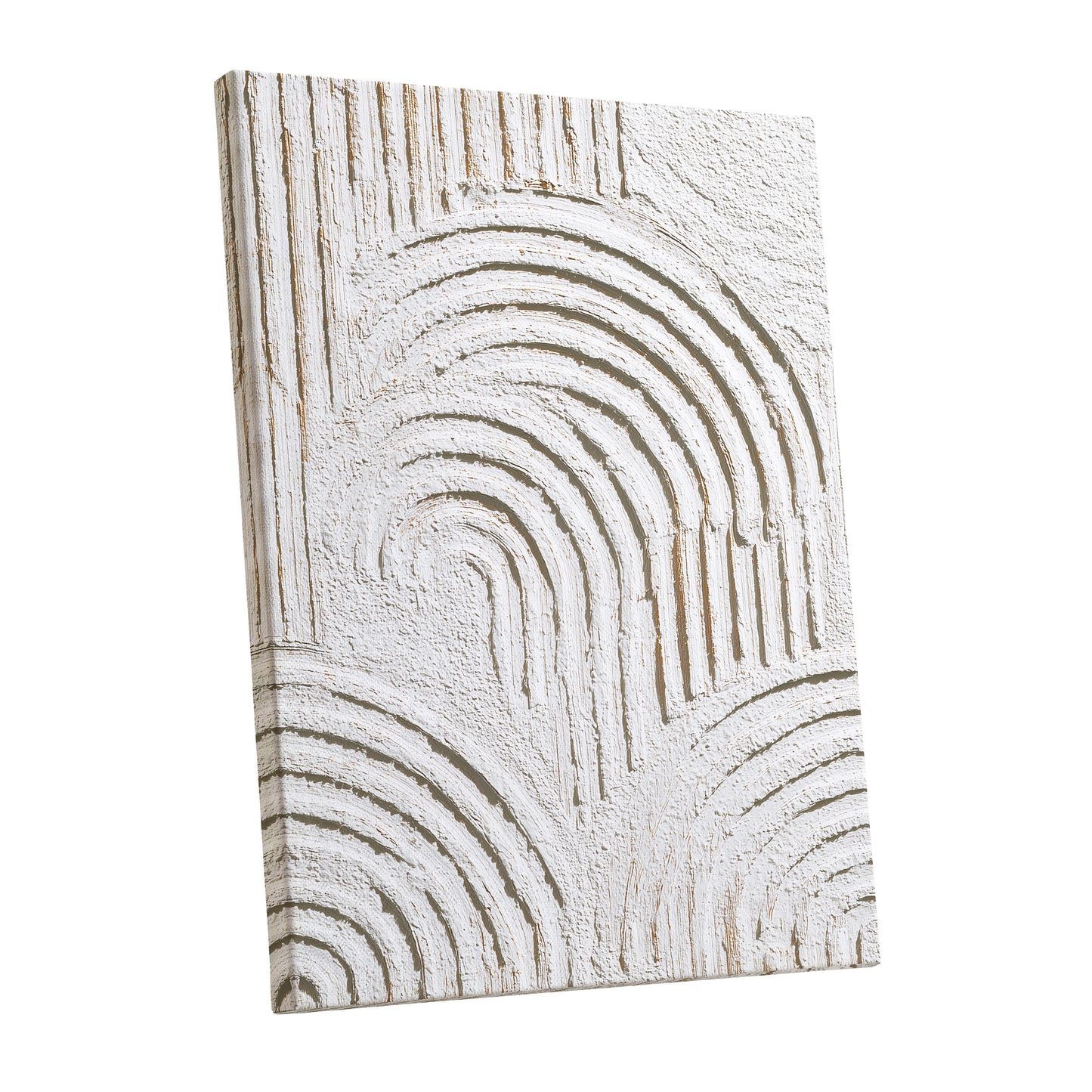 Ivory Beige Textured Rainbow Arch Abstract Art