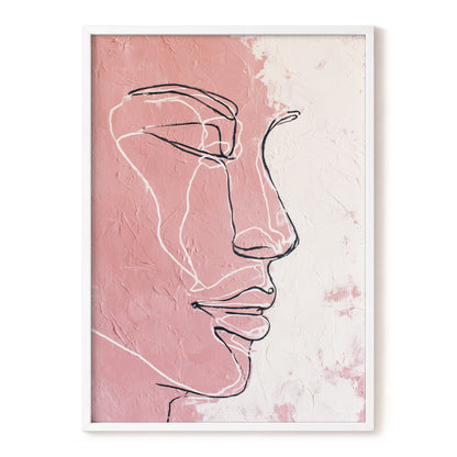 Blush Pink Abstract Woman Face Line Art