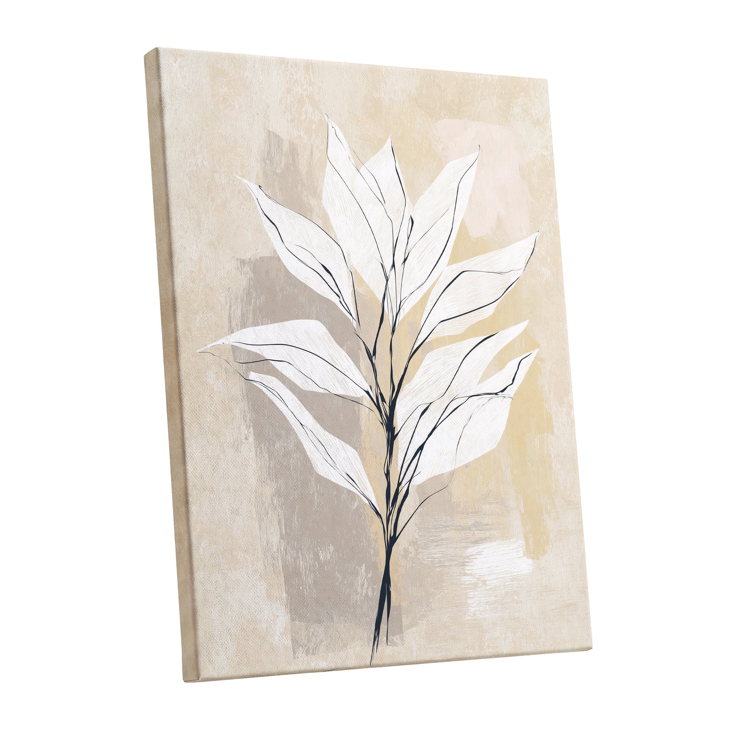 Ivory Beige Minimal Botanical Leaf Wall Art