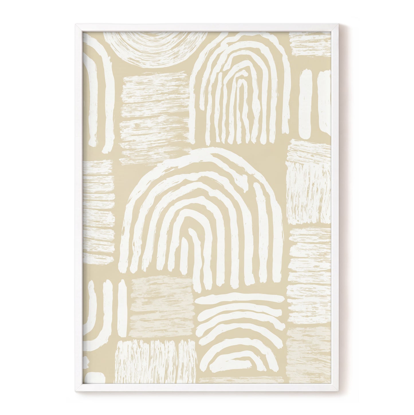 Neutral Beige Abstract Rainbow Wall Art
