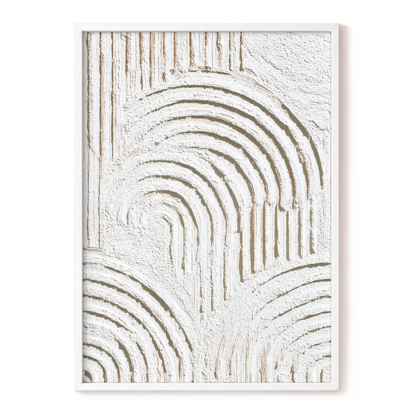 Ivory Beige Textured Rainbow Arch Abstract Art