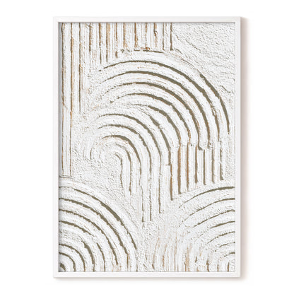 Ivory Beige Textured Rainbow Arch Abstract Art