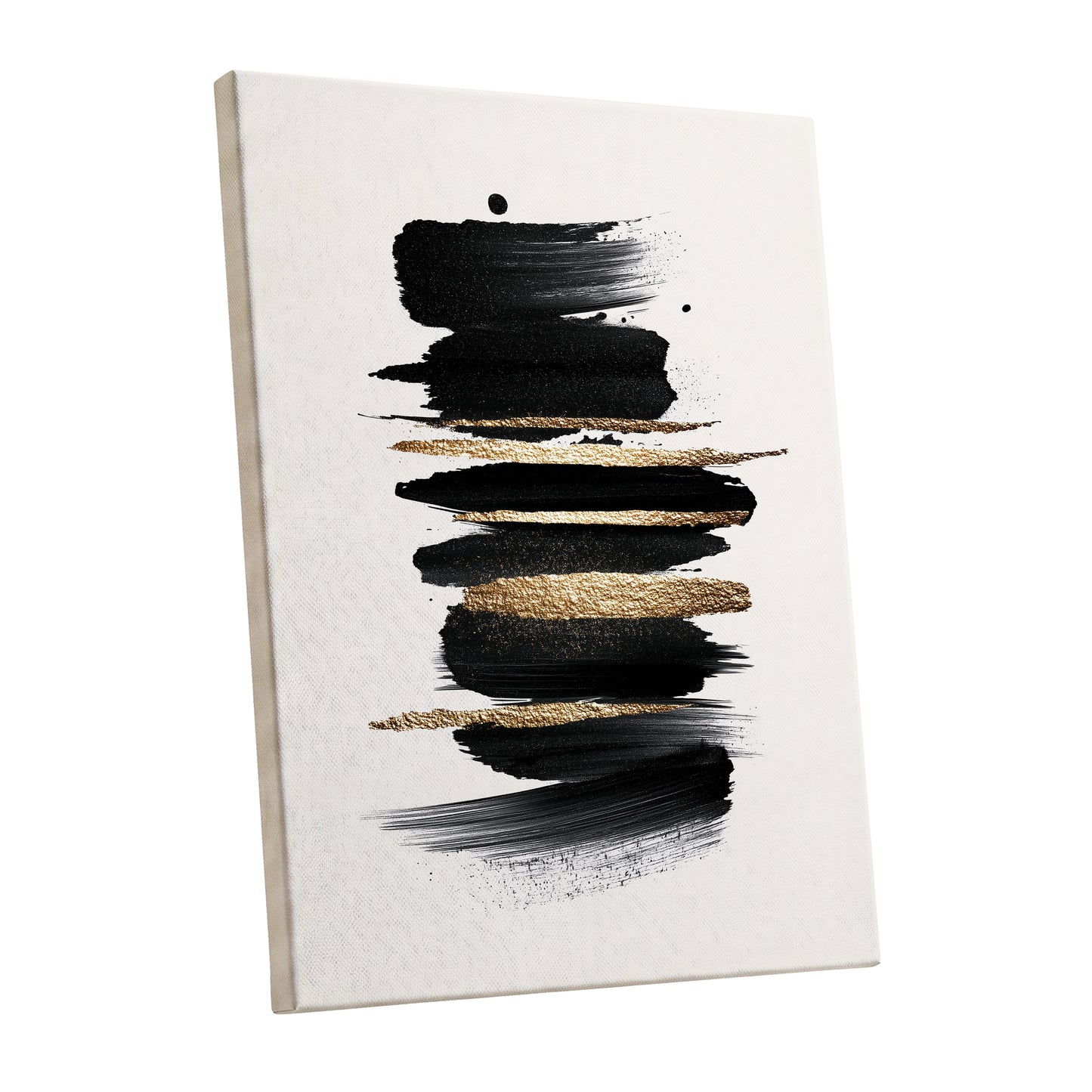 Black and Gold Abstract Brushstroke Wall Art