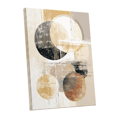 Black Gold Taupe Geometric Circle Abstract Art