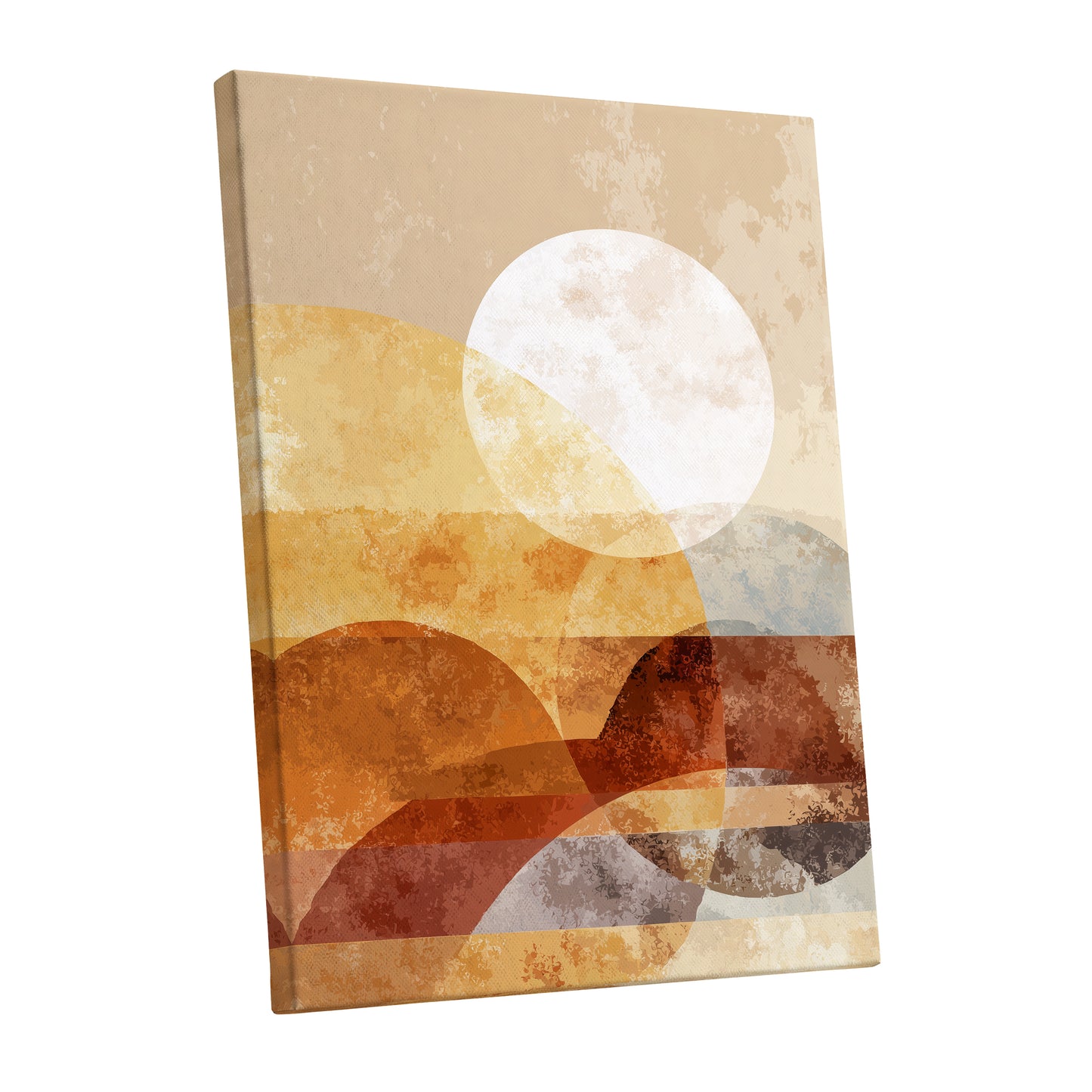 Golden Ochre Geometric Sunset Abstract Wall Art