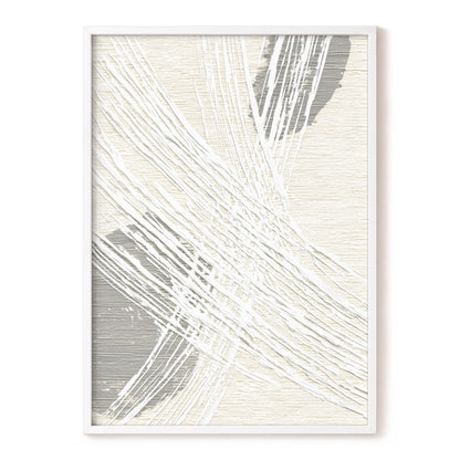 Ivory Gray Linear Palm Leaf Abstract Wall Art