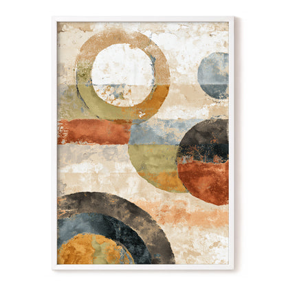 Rust Olive Blue Geometric Circle Abstract Art