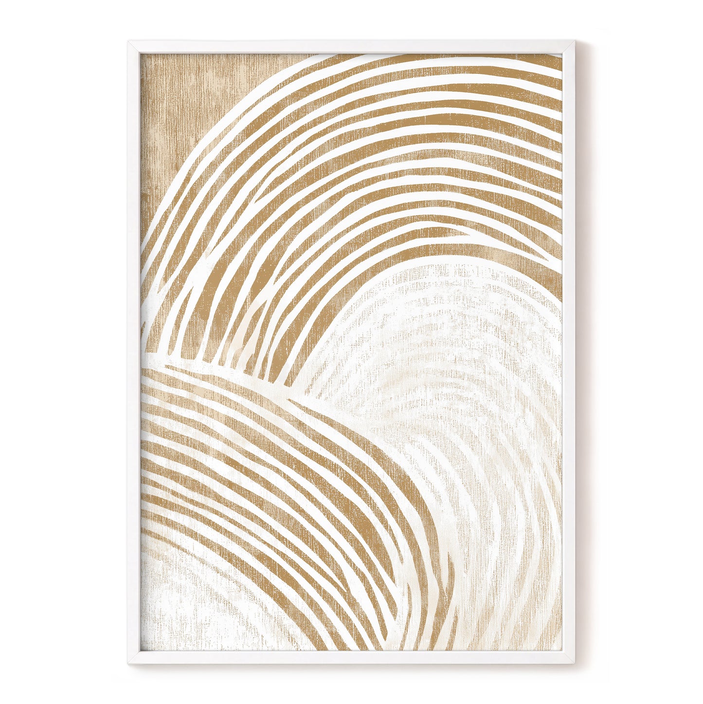 Warm Beige Abstract Curved Lines Wall Art