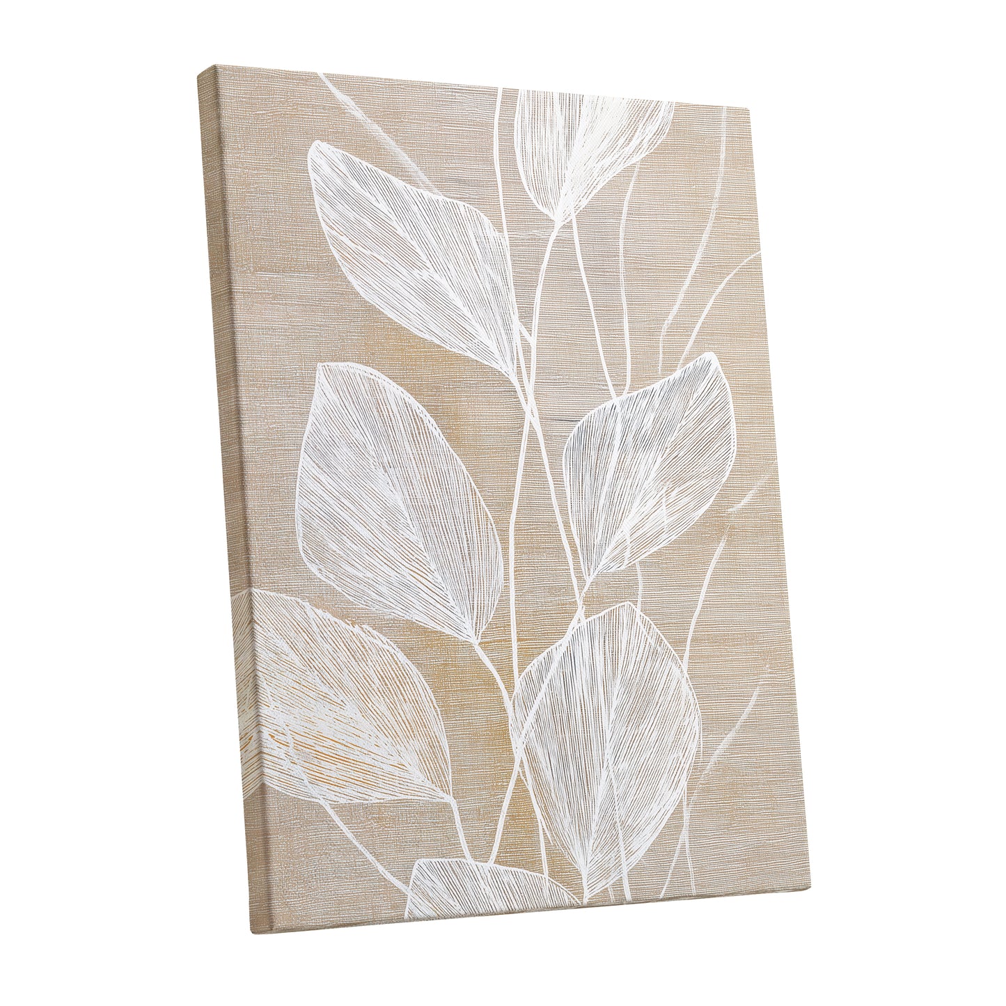 Beige White Botanical Leaf Line Art Print