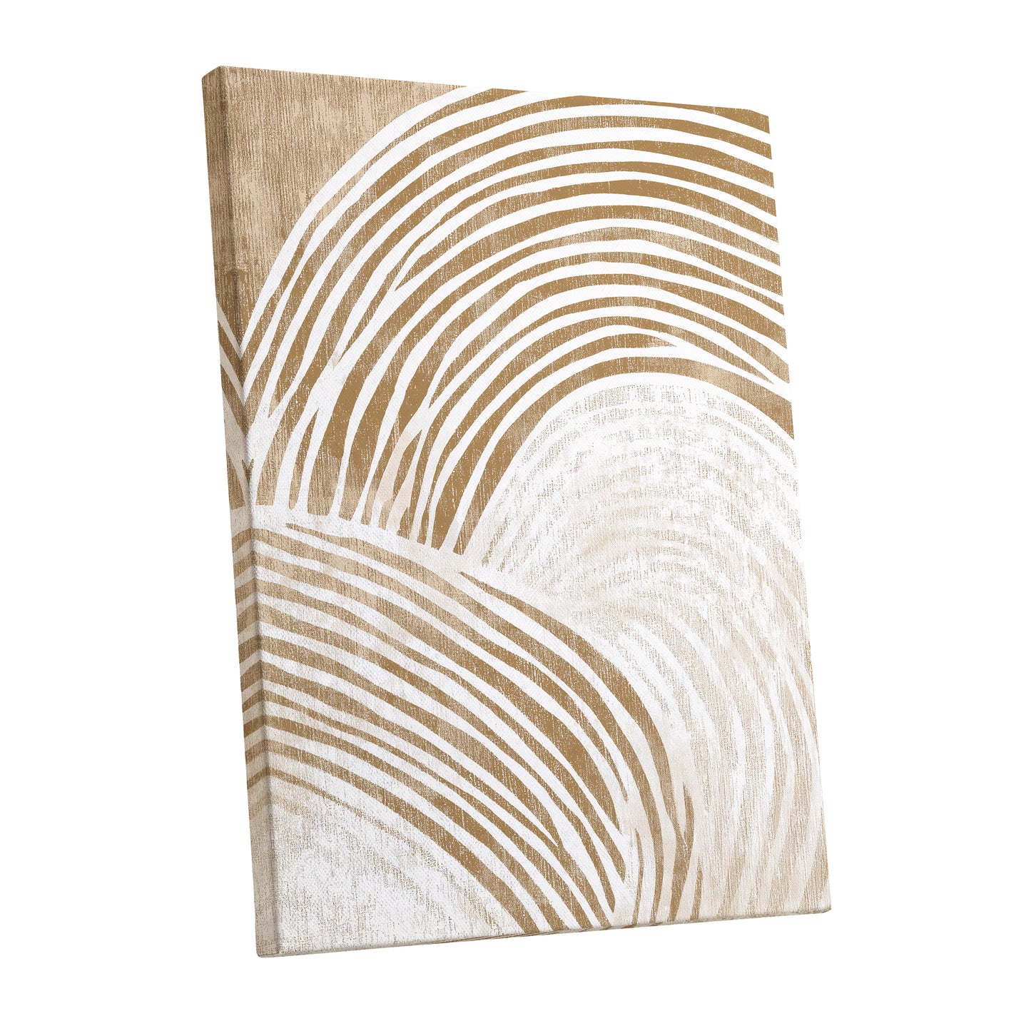 Warm Beige Abstract Curved Lines Wall Art