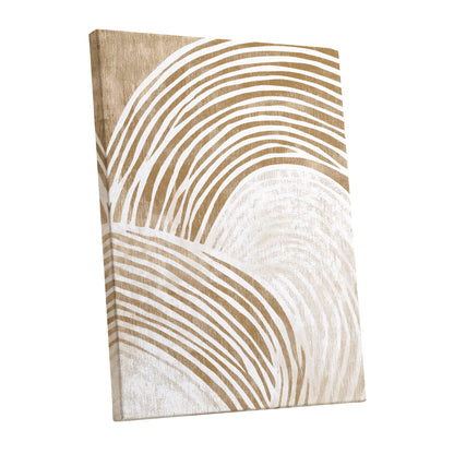 Warm Beige Abstract Curved Lines Wall Art