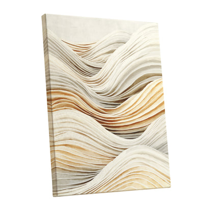 Ivory Beige Layered Abstract Wavy Line Art