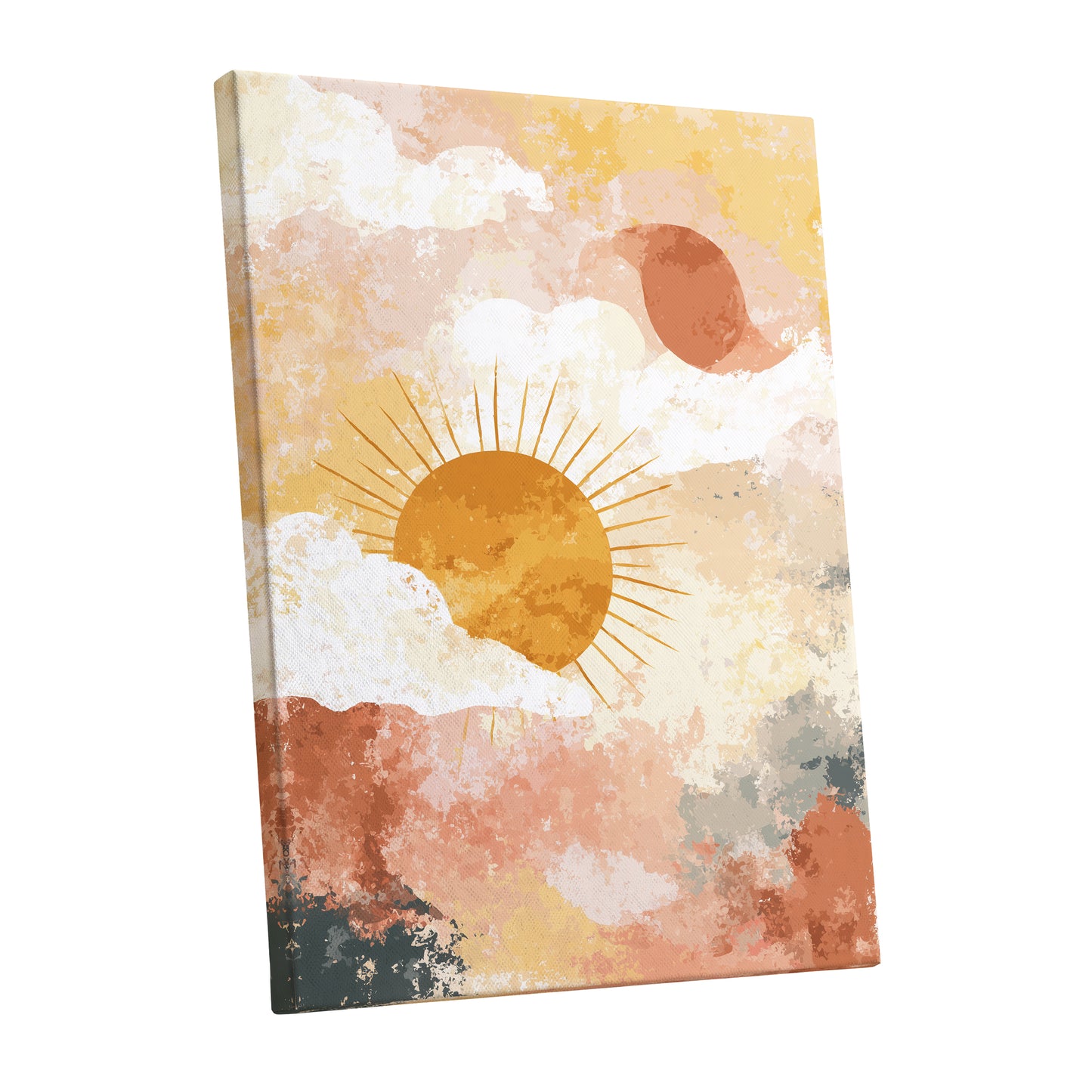 Golden Sun Peach Abstract Cloud Landscape Art