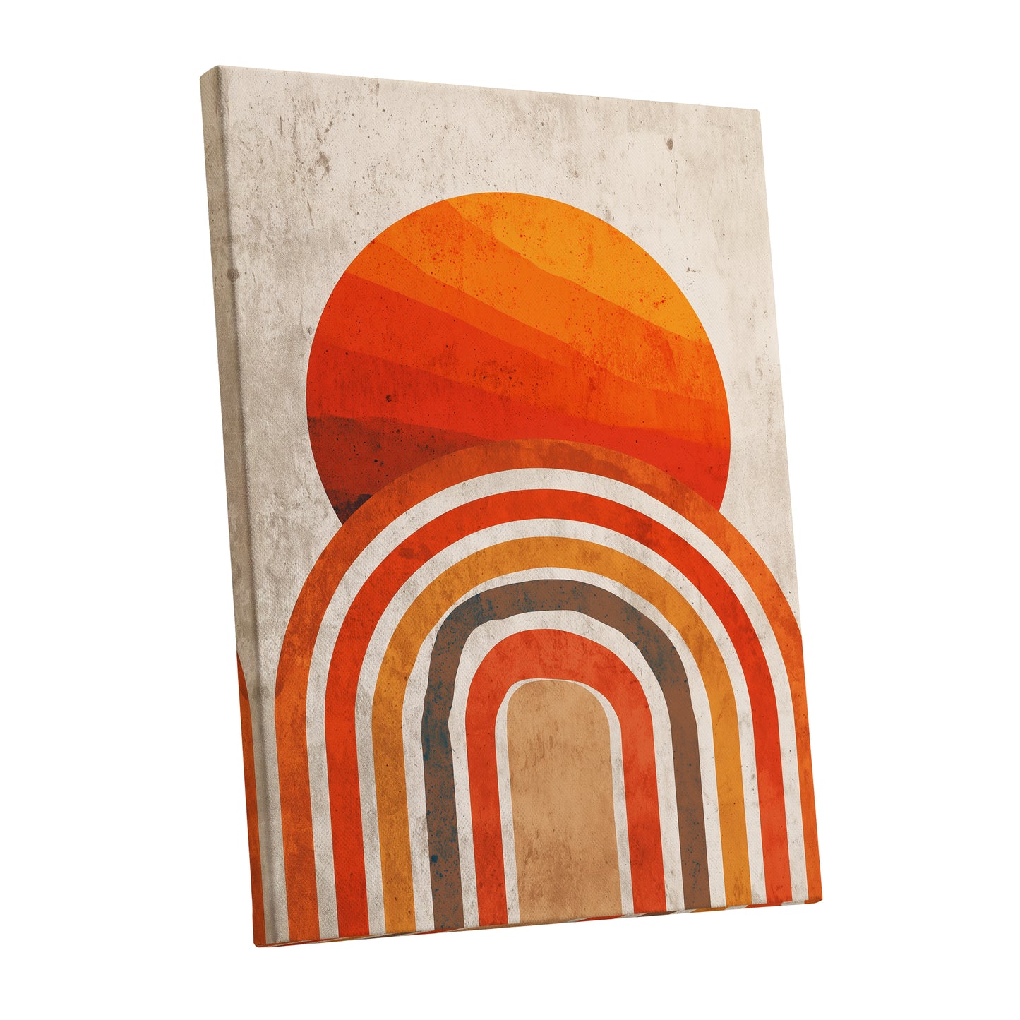 Retro Orange Sunset Rainbow Arch Abstract Art