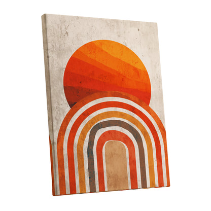 Retro Orange Sunset Rainbow Arch Abstract Art