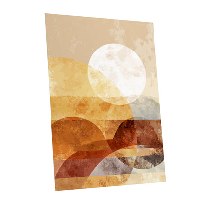 Golden Ochre Geometric Sunset Abstract Wall Art