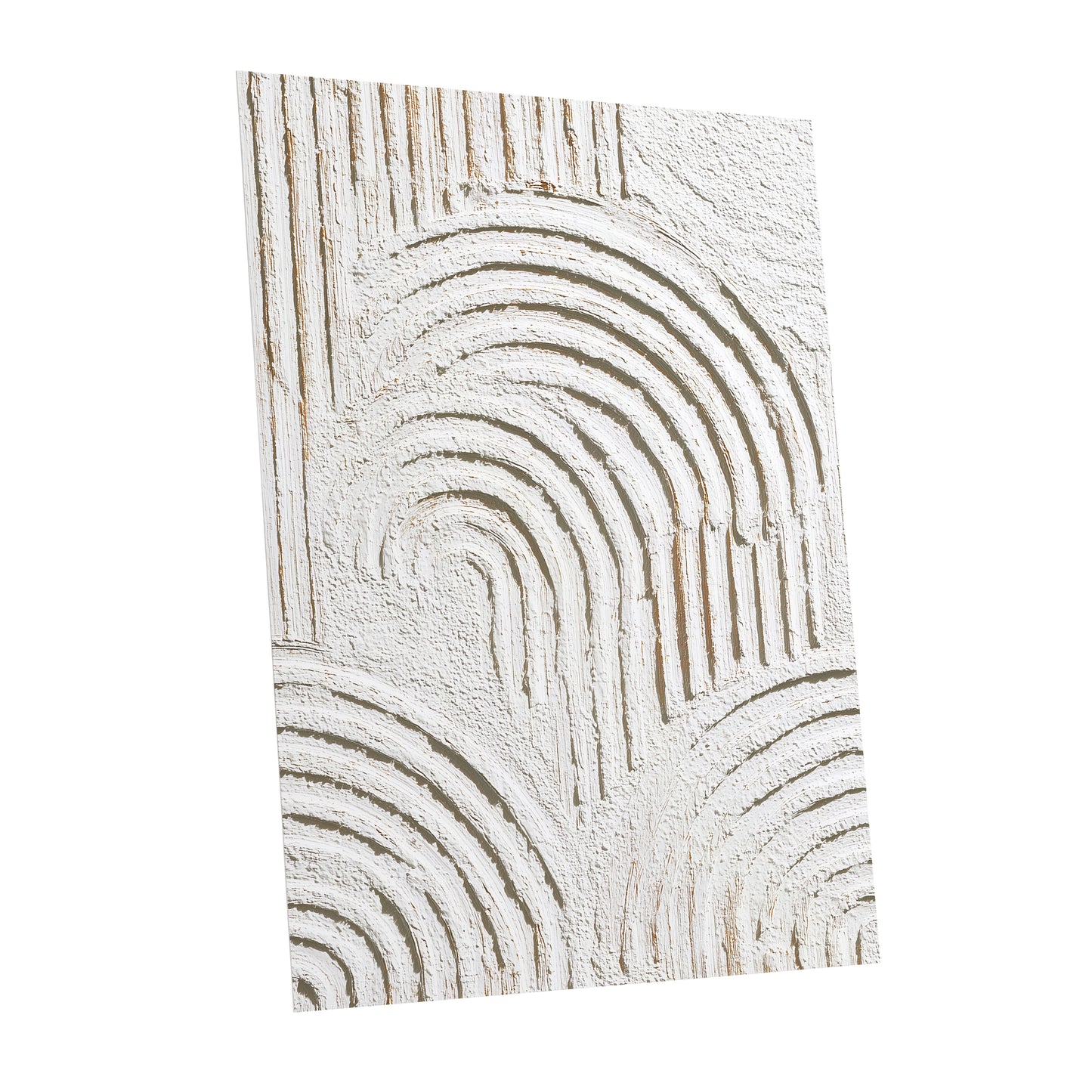 Ivory Beige Textured Rainbow Arch Abstract Art