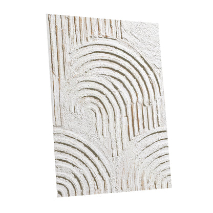 Ivory Beige Textured Rainbow Arch Abstract Art