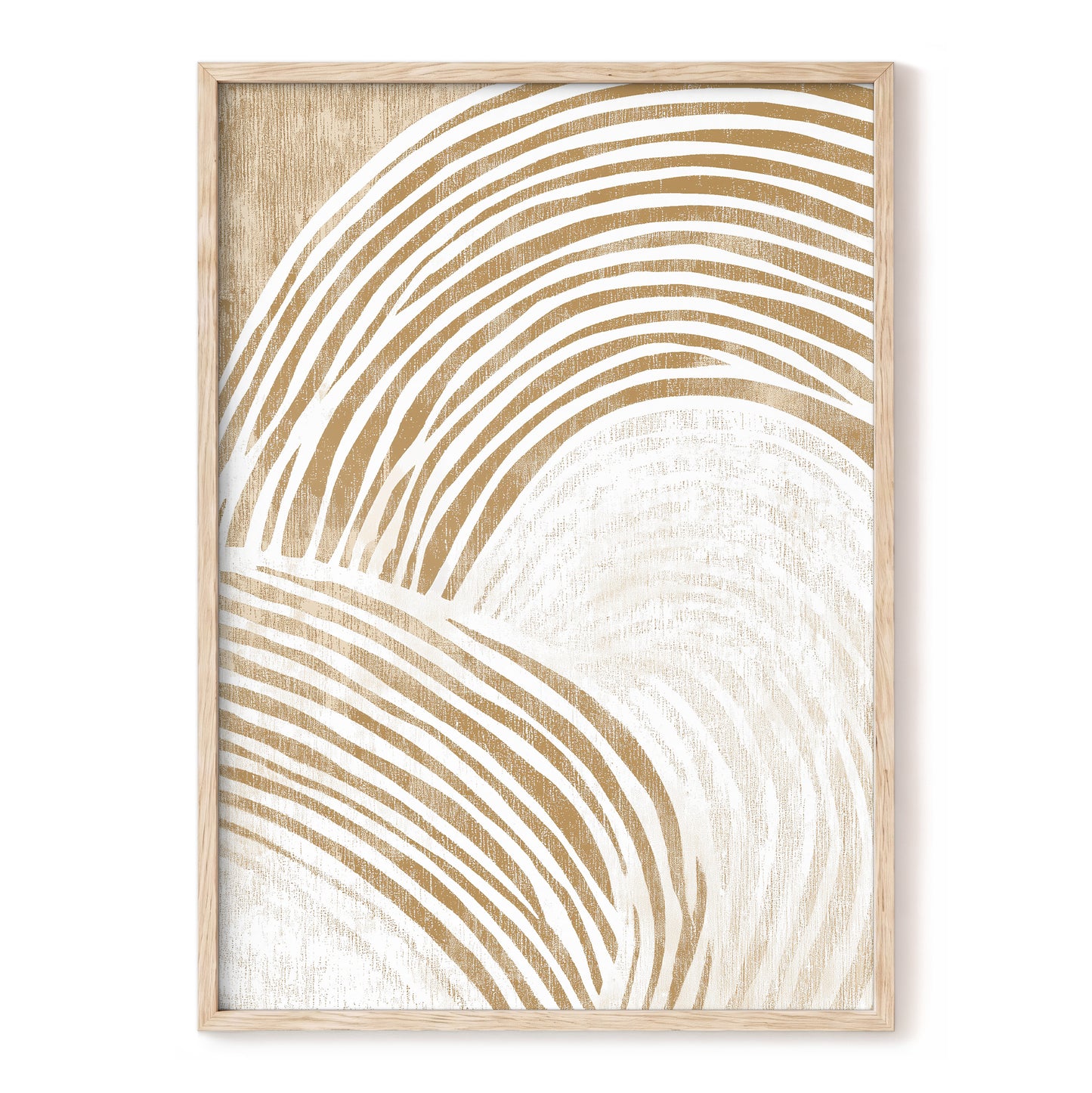 Warm Beige Abstract Curved Lines Wall Art