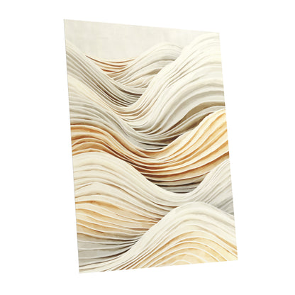 Ivory Beige Layered Abstract Wavy Line Art
