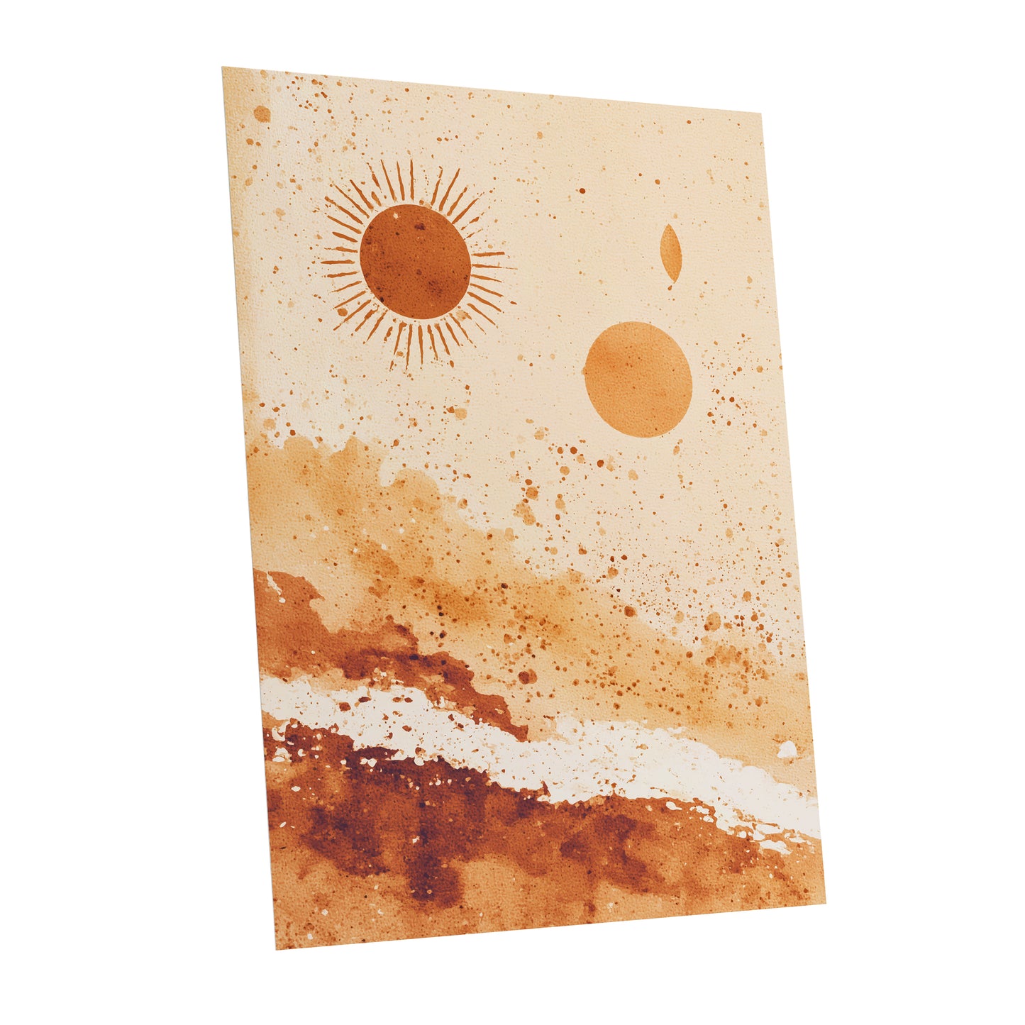 Burnt Orange Boho Sun Abstract Landscape Art