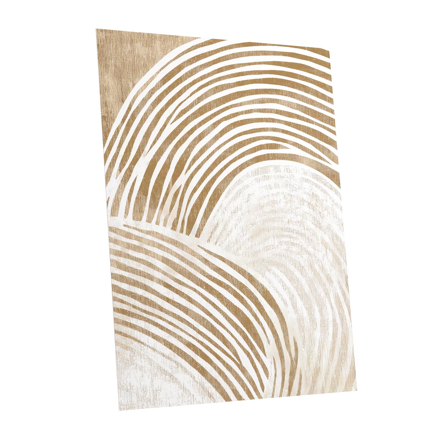 Warm Beige Abstract Curved Lines Wall Art