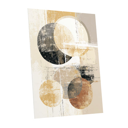 Black Gold Taupe Geometric Circle Abstract Art