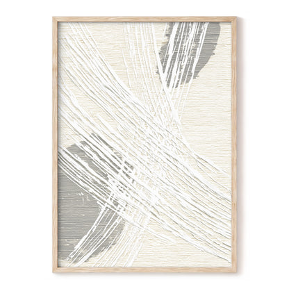 Ivory Gray Linear Palm Leaf Abstract Wall Art