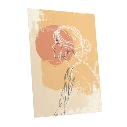 Peach Gold Woman Line Art Sunset Portrait