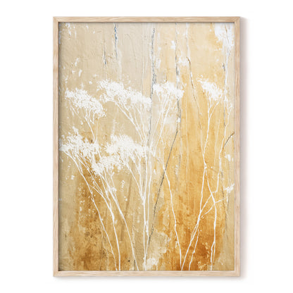 Warm Ochre Botanical Abstract Wall Art