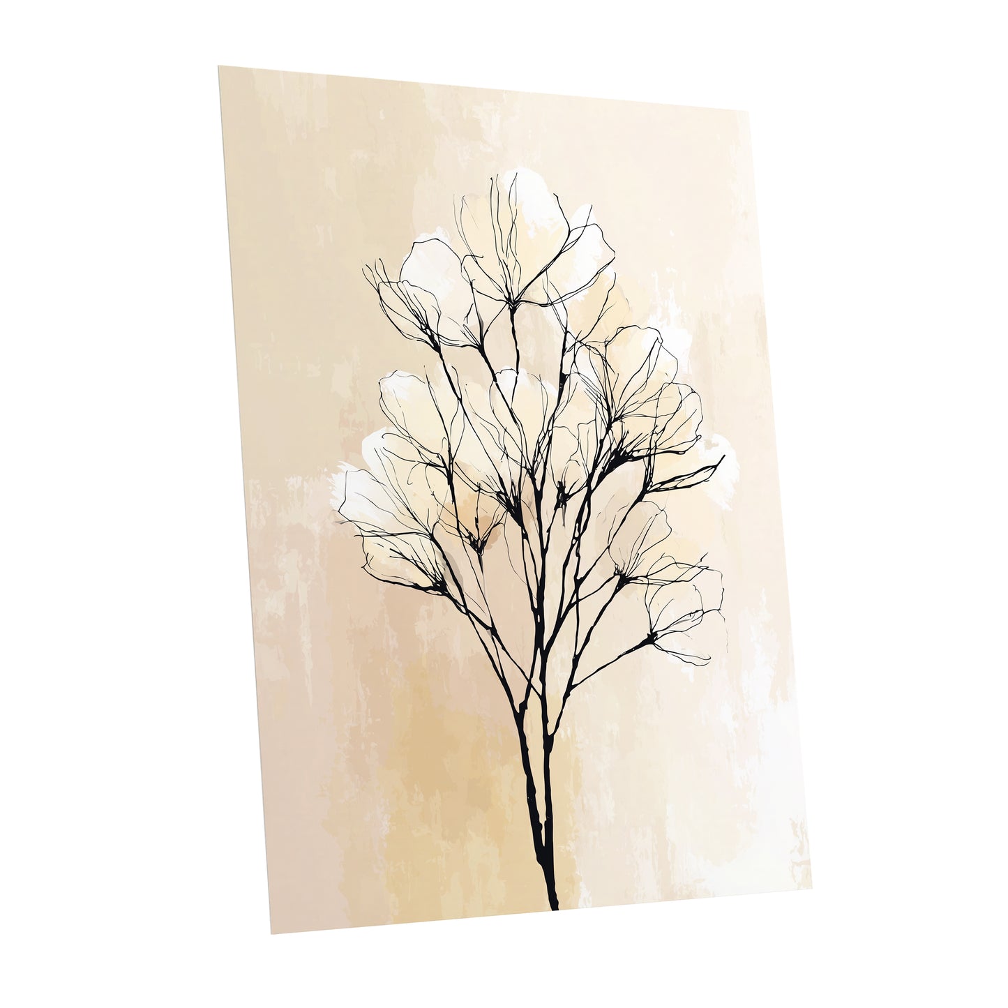 Neutral Cream Botanical Line Art Wall Art