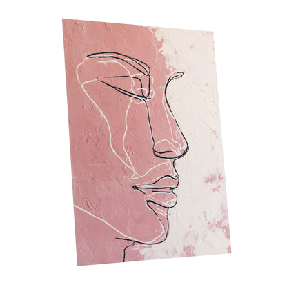 Blush Pink Abstract Woman Face Line Art