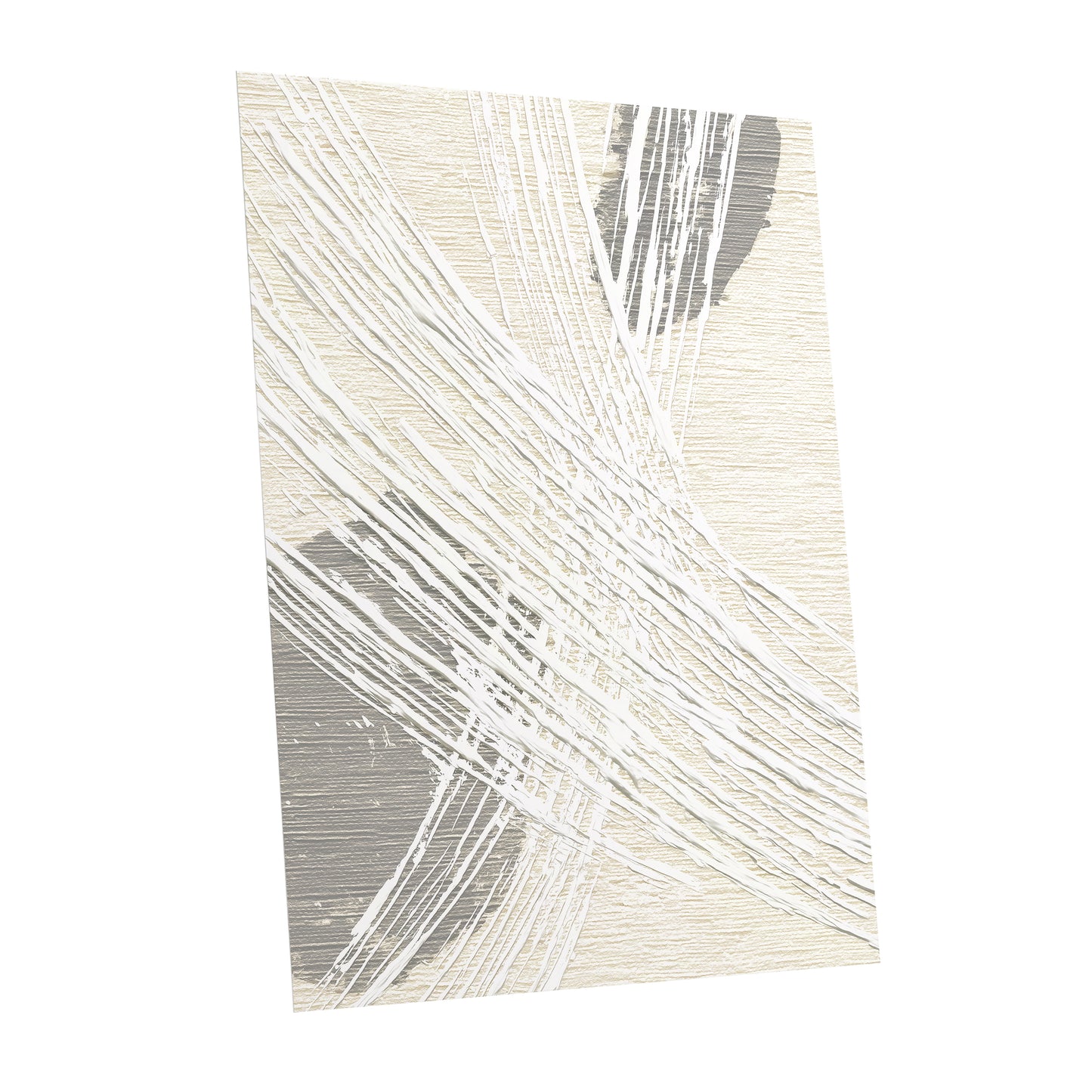 Ivory Gray Linear Palm Leaf Abstract Wall Art